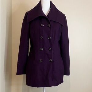 Guess Women's Dark Purple Pea Coat Size L